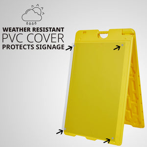 Jumbl A Frame Sandwich Board – 24 x 36” Display Sidewalk Sign with PVC Sign Protector (Yellow)