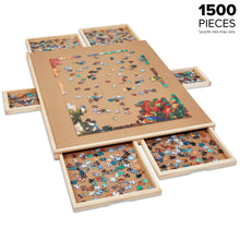 Load image into Gallery viewer, SkyMall 1500-Piece Puzzle Board - 27 x 35&quot; Wooden Puzzle Table with Mat &amp; 6 Magnetic Drawers
