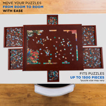 Load image into Gallery viewer, Jumbl 1500-Piece Puzzle Board - 27 x 35&quot; Wooden Puzzle Board with 6 Removable Drawers - Dark Brown
