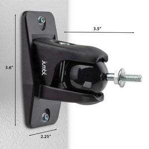 Jumbl ProGrip Ultra Stainless Steel Adjustable Speaker Wall Mount Brackets (Pair of 2) - Black