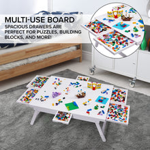 Load image into Gallery viewer, Jumbl 1500-Piece Puzzle Board - 27 x 35&quot; Wooden Puzzle Table with 6 Removable Drawers - White
