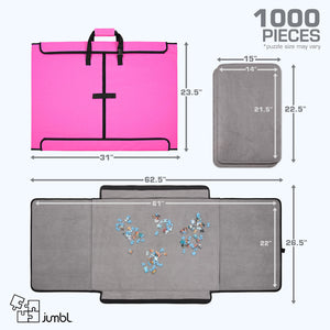 Jumbl 1000-Piece Puzzle Caddy, Portable Puzzle Board & Travel Case with 2 Trays & Handle - Pink