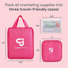 JumblCrafts Ultimate Crochet Starter Kit - 24 Yarn Set with Travel Bag, Crochet Hooks, and More