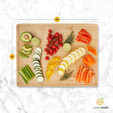 Load image into Gallery viewer, JumblWare Bamboo Cutting Board, 24” x 18” Large Wooden Chopping Block Tray with Handles
