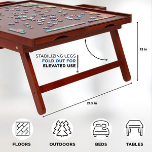 Jumbl 1000-Piece Puzzle Board - 23 x 31" Wooden Puzzle Table with 6 Removable Drawers - Dark Brown