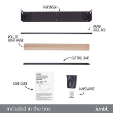 Load image into Gallery viewer, Jumbl Kraft Paper Wall Dispenser, 36&quot; Wall Mounted Paper Roll Dispenser with Paper Cutter (Black)
