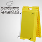 Jumbl A Frame Sandwich Board – 15.7 x 26” Display Sidewalk Sign with PVC Sign Protector (Yellow)