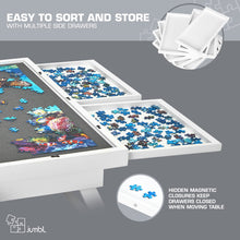 Load image into Gallery viewer, Jumbl 1500-Piece Puzzle Board - 27 x 35&quot; Wooden Puzzle Table with Felt Surface &amp; 6 Drawers - White
