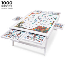 Load image into Gallery viewer, Jumbl 1000-Piece Puzzle Board - 23 x 31&quot; Wooden Puzzle Table with 6 Removable Drawers - White
