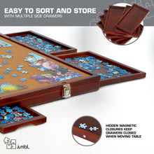 Load image into Gallery viewer, Jumbl 1500-Piece Puzzle Board - 27 x 35&quot; Tilting Puzzle Board with Felt Surface &amp; 6 Drawers - Brown
