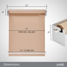 Load image into Gallery viewer, Jumbl Kraft Paper Wall Dispenser, 36&quot; Wall Mounted Paper Roll Dispenser with Paper Cutter (White)
