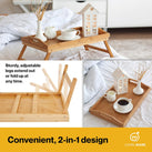 JumblWare Bamboo Bed Tray, Portable Breakfast in Bed Tray and Bed Table with Folding Legs