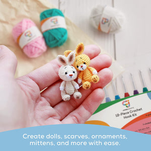 JumblCrafts Crochet Hook Set, Assorted Size 12-Piece Needle Kit with Soft Handle & Comfortable Grip