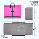 Jumbl 1500-Piece Puzzle Caddy, Portable Puzzle Board & Travel Case with 2 Trays & Handle - Pink