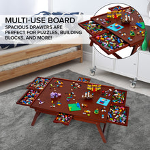 Load image into Gallery viewer, Jumbl 1500-Piece Puzzle Board - 27 x 35&quot; Wooden Puzzle Table with 6 Removable Drawers - Dark Brown
