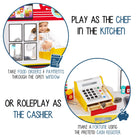 Lil’ Jumbl Double-Sided Restaurant Pretend Play Set, Wooden Diner Set with Sounds & Accessories