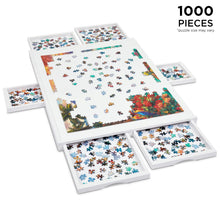 Load image into Gallery viewer, Jumbl 1000-Piece Puzzle Board - 23 x 31&quot; Wooden Puzzle Board with 6 Removable Drawers - White

